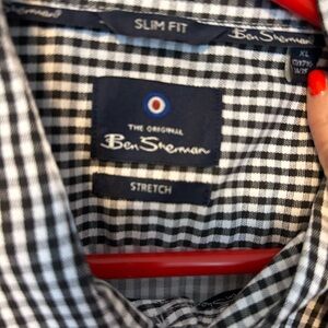 Ben Sherman Navy and White Check Slim Fit Shirt